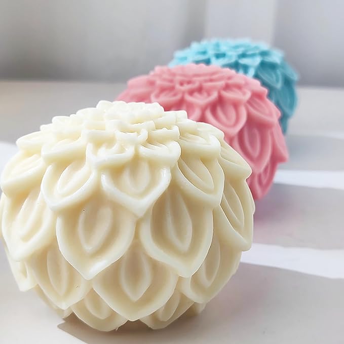 Lotus Ball Candle Mold Lotus Flower Mold Peony Mold Ball Mold Flower Resin Casting Mold Resin Making Molds Silicone Mold for Candle Home Decorate Mold Candle Making Mold 3D Animal Mold Clay Mold