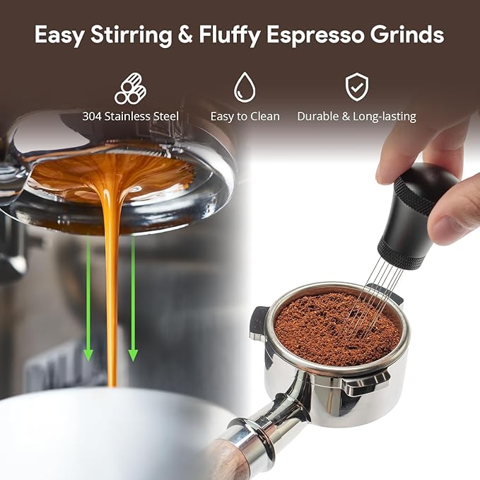 Espresso Accessories Kit 51mm Tamper: 51mm Espresso Tamper and Coffee Distributor, Espresso Tamper Kit Barista Tools with WDT Tool Tamping Mat Brush | Dual Head Espresso Leveler for 51mm Portafilter