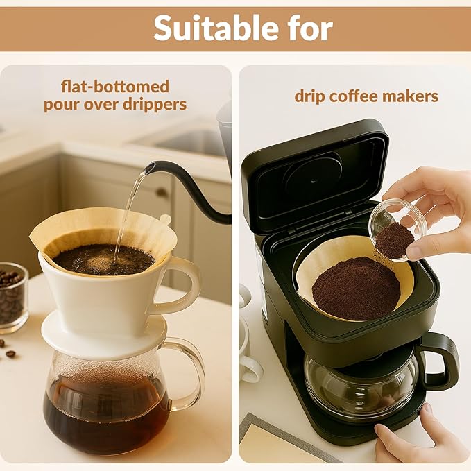 150 Count #4 Coffee Filters, Number 4 Cone Coffee Paper Filters for Pour Over and Drip Coffee Maker, 8-12 Cups (Unbleached Natural)