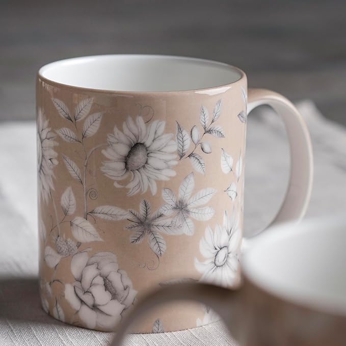 Maison d' Hermine Coffee Mug with Handles Fine Bone China Mugs Pack of Two Tea Cups for Hot Beverages Cappuccino Latte Home Restaurant Office Perfect for Gift (Pretty Autumn, 12 Ounce)