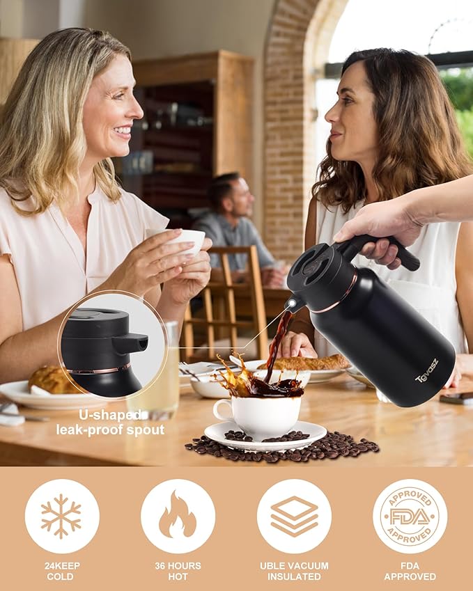 34 Oz Carafes for Hot Liquid, Stainless Steel Insulated Vacuum Thermal Coffee Carafes For Keeping Hot, 1 Liter Coffee Dispenser(silver)