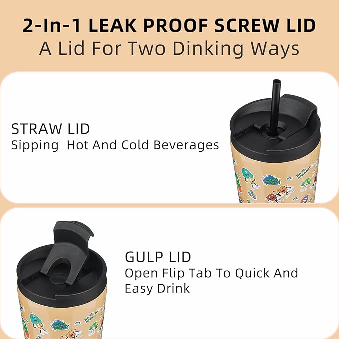 BJPKPK 30oz Tumbler With lid And Straw Stainless Steel Travel Coffee Mug Insulated Tumblers Cups,Spring Party Brown