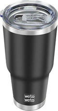 WETOWETO 30oz Tumbler, Stainless Steel Vacuum Insulated Water Coffee Tumbler Cup, Double Wall Powder Coated Spill-Proof Travel Mug Thermal Cup for Home Outdoor (Black, 1 Pack)