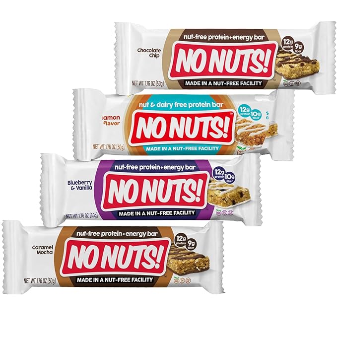 No Nuts! Variety Pack Protein Bars – 4-Flavor Sampler | 100% Nut-Free, Dairy-Free, Vegan, Organic, Kosher, Egg-Free, Non-GMO Snack & Energy Bars