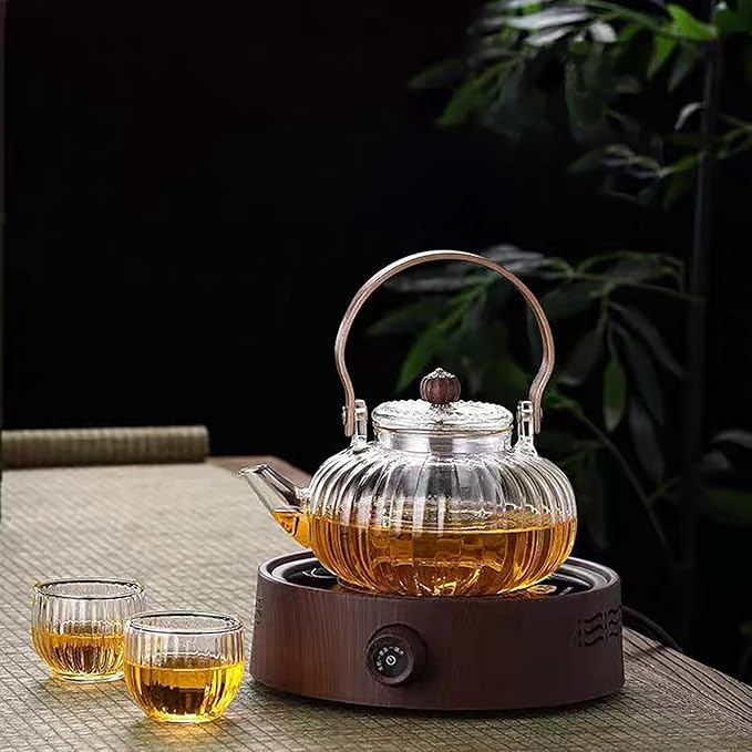 Glass Teapot with Infuser Clear Glass Tea Kettle 30 oz Tea Pot for Stove Top, Loose Tea, Tea Maker Gift