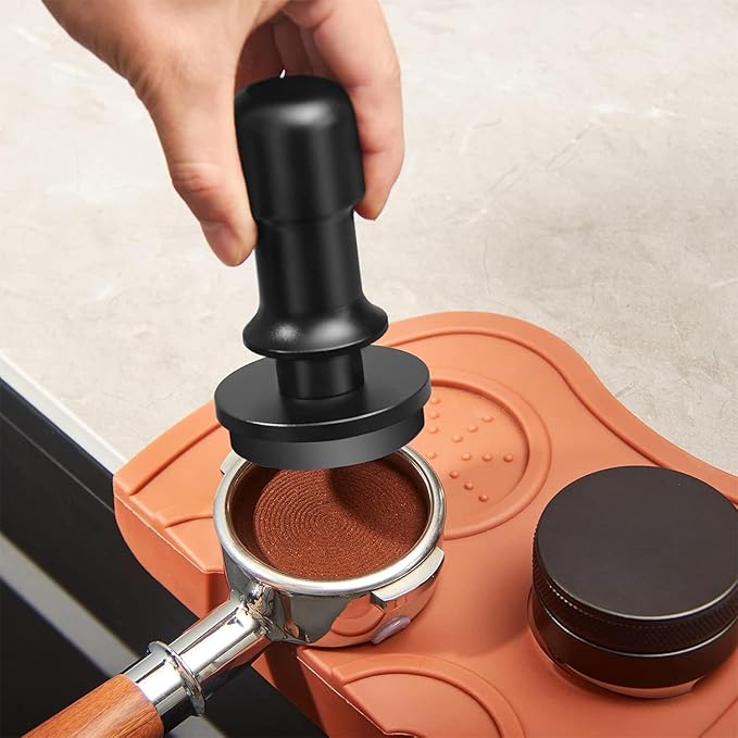 PUSEE 53mm Espresso Coffee Tamper,Premium Calibrated Espresso Tamper 30lb Coffee Tamper with Spring Loaded,Titanium Ripple Plating Base Ground Tamper for Barista Home Coffee Espresso Accessories