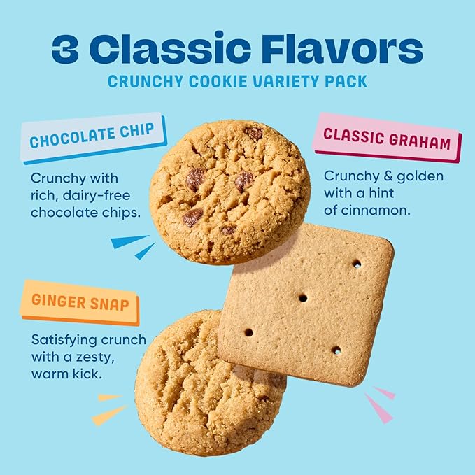Gluten Free Partake Crunchy Cookies Variety Pack (Chocolate Chip, Ginger Snap, Classic Graham Cracker) - Vegan - Free From the Top 9 Allergens Including Dairy, Wheat, Soy, Eggs, & Peanuts - Non GMO - Safe School & Office Snack (3 Pack, 5.5oz Boxes)