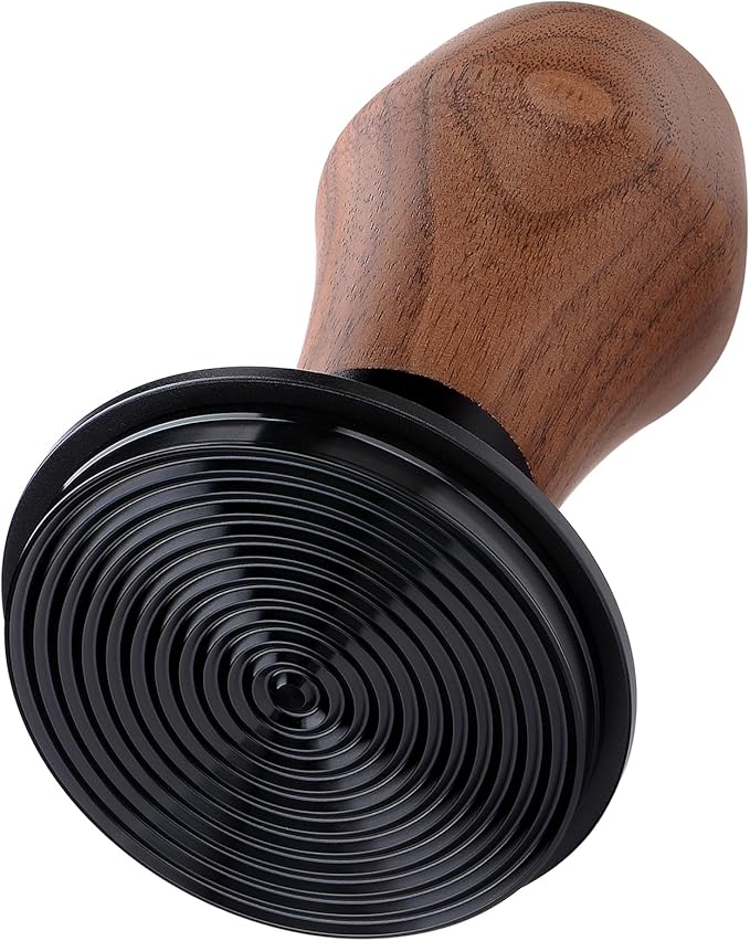 Normcore 53.3mm Espresso Coffee Tamper V4 - Spring Loaded Tamper With Titanium PVD Coating Ripple Base -15lb / 25lb / 30lbs Replacement Springs, Genuine American Walnut Handle