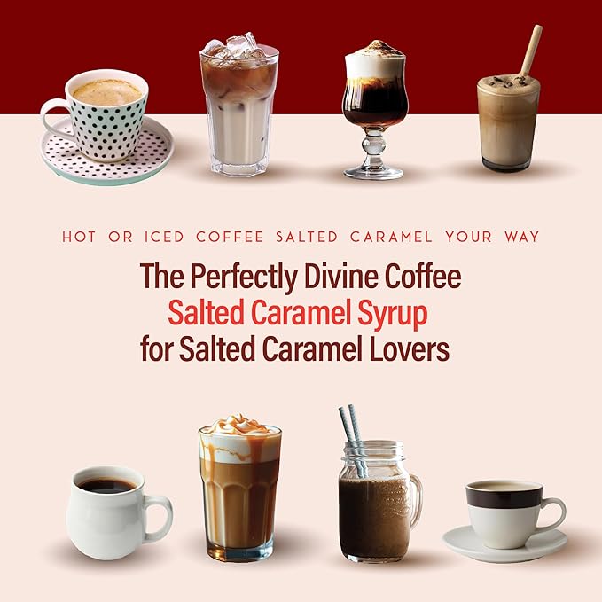 RIO Salted Caramel Coffee Syrup, Perfect for Hot or Iced Drinks & Desserts, Sweet & Salty Flavoring Sweetened with Pure Cane Sugar, Barista-Grade Flavor Syrups for Coffee Drinks at Home & Work - 700ml