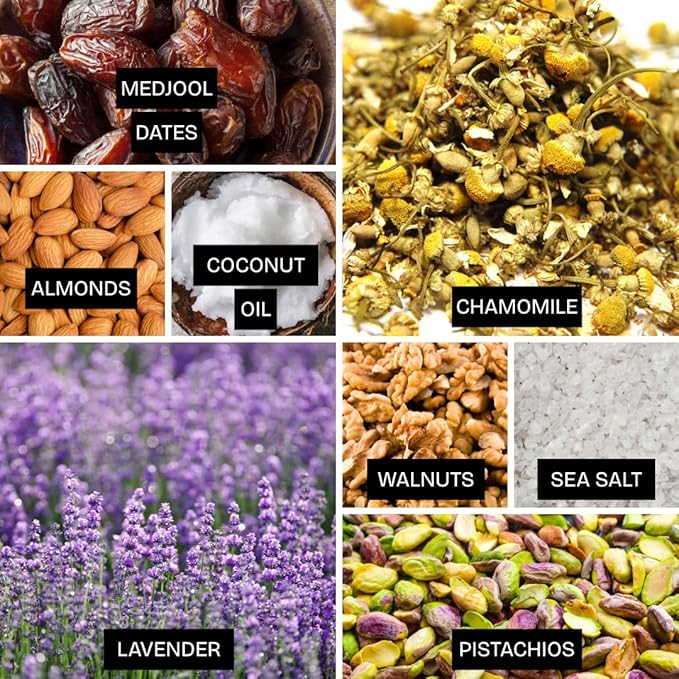 Jools Medjool Date Energy Bites with Lavender & Chamomile – Made with Organic Ingredients – Calming Superfood Snack – Tastes Like Chocolate, Coconut & Caramel with Floral Notes – Chewy, Nutty, Naturally Sweet – No Added Sugar, Vegan & Gluten Free | 3 ×...