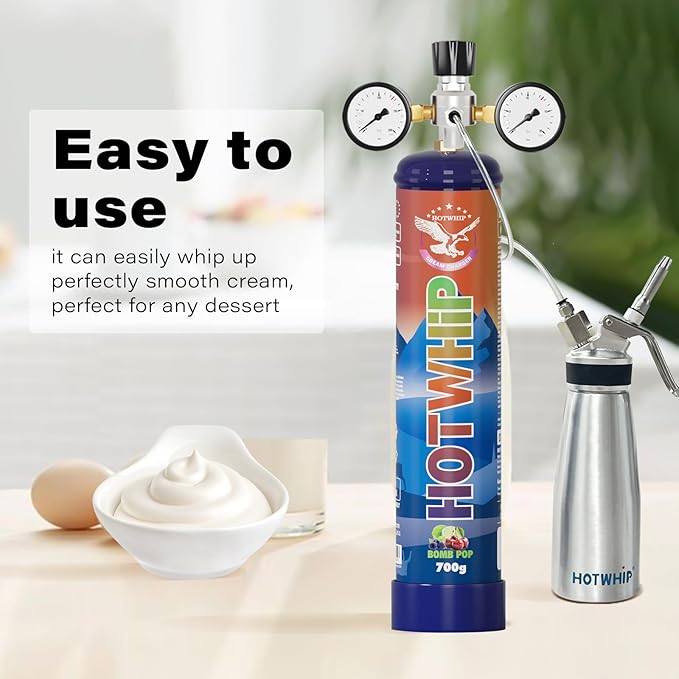 Whipped Cream Charger 700g,1.1L Tank,Cream Charger Food Grade Bombpop Flavor 99.99% Purity Premium Cream Cylinder(1,700g Bombpop)