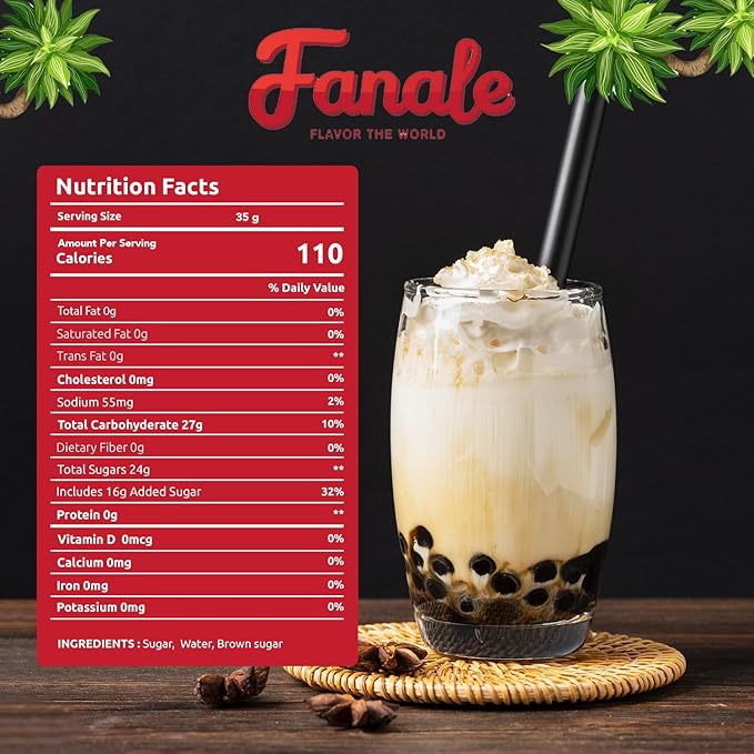 Fanale Premium Flavoring Concentrated Syrup for Bubble Tea 12 oz | Hand Crafted Brown Sugar Syrup | for Boba Tea, Smoothies, Slushes, Desserts | 12oz | SRP370-SP340