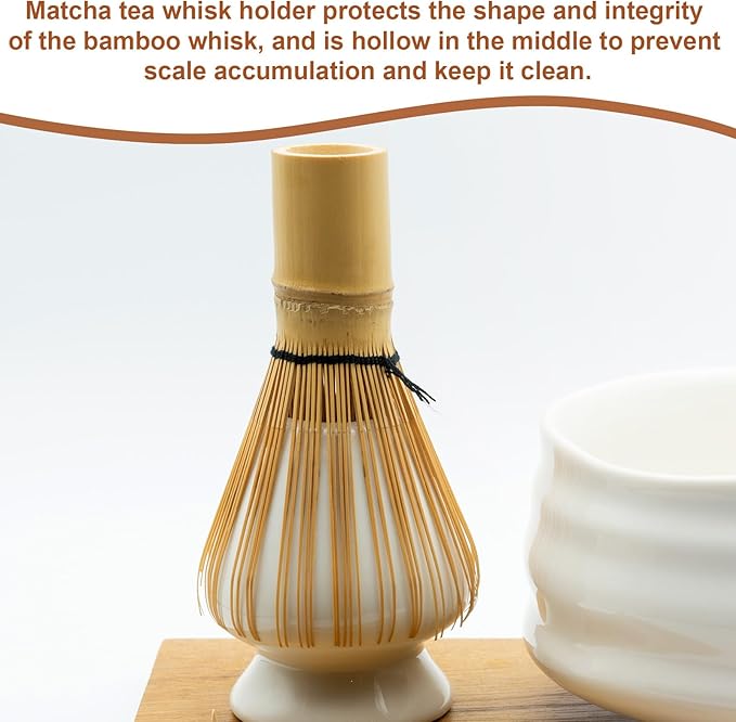 HARFINGTON Ceramic Chasen Stand 72mm Matcha Whisk Holder Teas Set Whisks Stand Traditional Matcha Tea Chasen Holder Tea Set Accessories for Tea Tasting, Black
