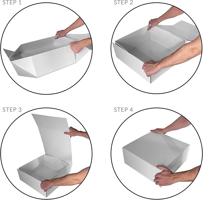 Prime Line Packaging Christmas Gift Boxes, Holiday Gift Boxes with Lids for Presents, Extra Large White Magnetic Gift Box for Gift Wrapping, Weddings, Storage, Bulk, 14x14x6, 15 Pack