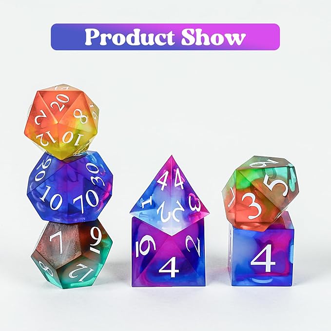 KISREL Dice Resin Molds, DND Dice Set and Organizer Box Epoxy Resin Mold with 7 Standard Stereoscopic Dice Cavities, Silicone Molds for Resin, DND Dice Set Making Kit, Table Board Game