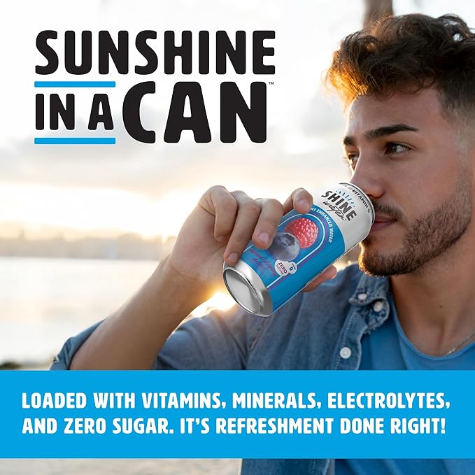 ShineWater Mixed Berry Acai Vitamin D Electrolyte Drink | Zero Sugar Hydration Beverage with Magnesium, Zinc & Antioxidants | Low Calorie Plant-Based Vitamin Water | 12 Pack