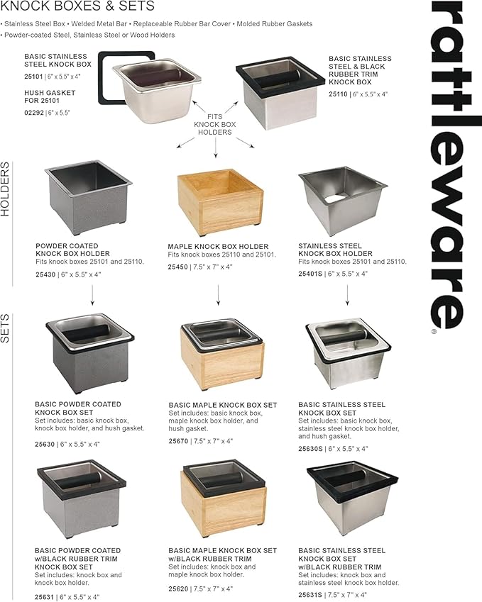 Rattleware Round Knock Box with Splash Guard - Heavy Duty Stainless Steel Construction - Ideal for Espresso Grounds Disposal - Perfect for High-Volume Espresso Bars