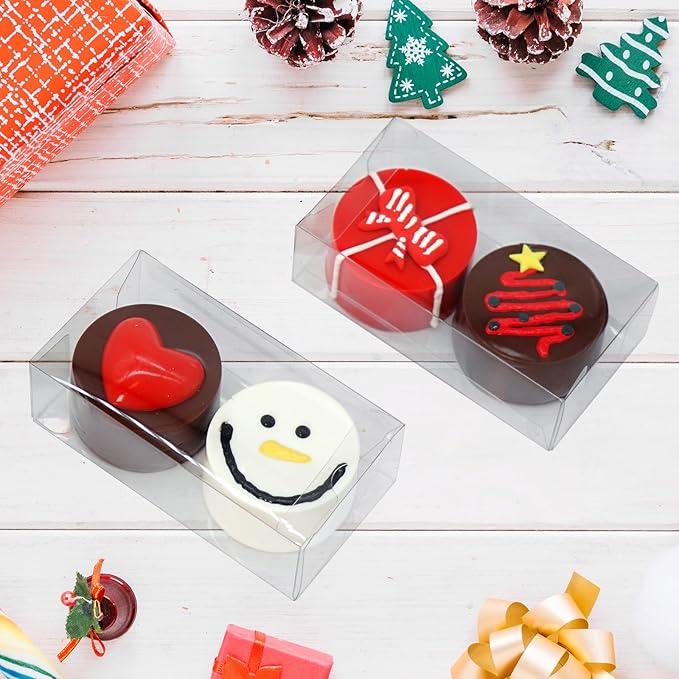 35pcs Clear Macaron Boxes, 4.17" x 2.17" x 1.38", Chocolate Covered Ore, Clear Favor, Treat & Pastry Boxes for Christmas, Birthday & Wedding