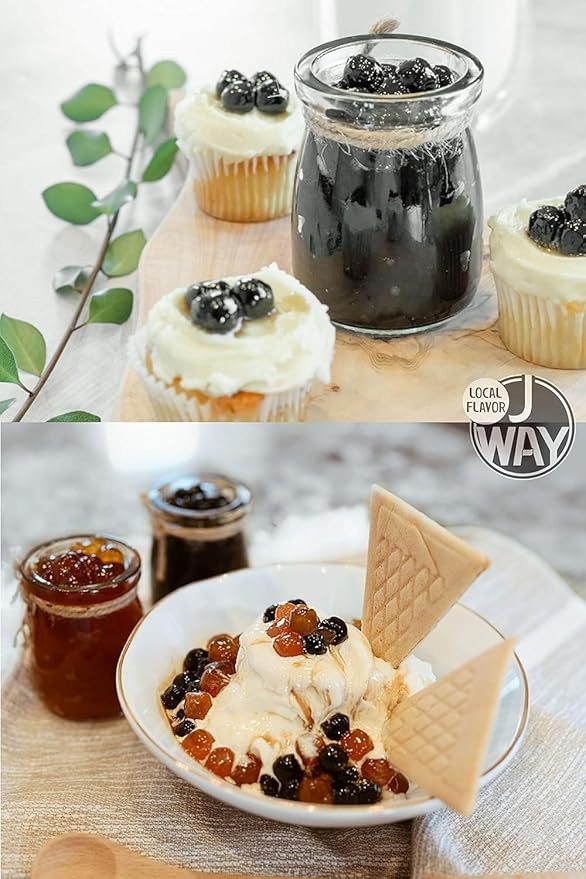 J WAY BOBA Authentic Instant Tapioca Boba Pearls for Milk Tea, Smoothies and Desserts, Brown Sugar Flavor (Ready in Just 20 Seconds) - 4 Servings