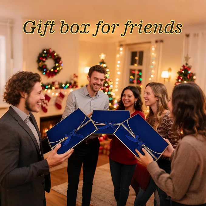 WLUSEAXI 10Pack Blue Gift Boxes, 10.6x7.8x3.1Inch Bridesmaid Proposal Box with Ribbons, Gift Boxes with Lids for Presents, Mother's Day, Wedding, Groomsmen Proposal, Birthday Party