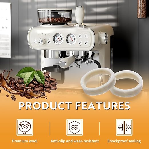 10 Pack Felt Washer Replacement & Espresso Grinders Cleaning Brush for Breville Espresso Machines Grinders BES870/ BES878/ BES880/ BES860/ BES840/ BES990/ BES980/ BCG820