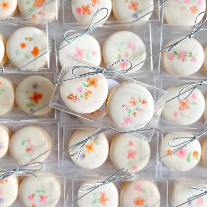 100pcs Clear Macaron Boxes 4.17" x 2.17" x 1.38" Chocolate Covered Ore Boxes Clear Favor Box Treat Pastry Box for Christmas Birthday Wedding