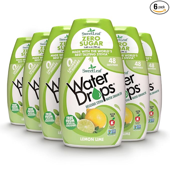SweetLeaf Water Drops, Lemon Lime – Water Enhancer, Sugar Free Stevia Water Flavoring Drops, 1.62 Oz Ea (Pack of 6)