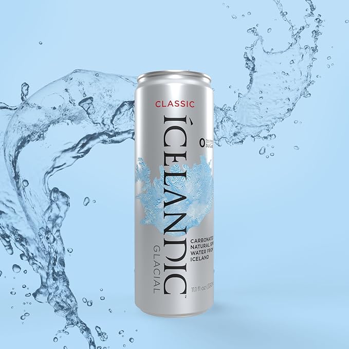 Icelandic Glacial Sparkling Water, Unflavored, 330 ml / 11.1 Fl Oz Cans (Pack of 10)