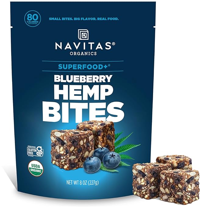 Navitas Organics Superfood Power Snacks, Blueberry Hemp, 8oz. Bag, 11 Servings - Organic, Non-GMO, Gluten-Free