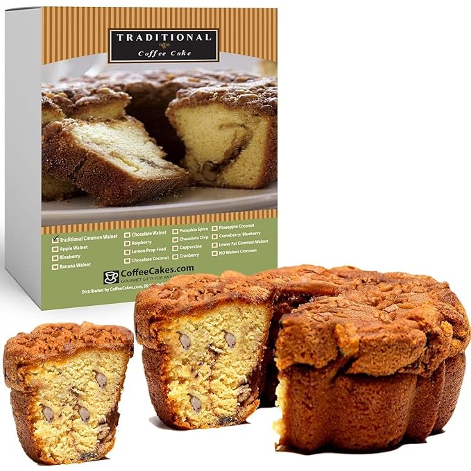 Traditional Cinnamon Walnut Coffee Cake - Cinnamon Streusel and Chopped Walnuts Toppings - Delicious Recipe of Coffee Cakes for Special Occasions - 1.75 Pounds
