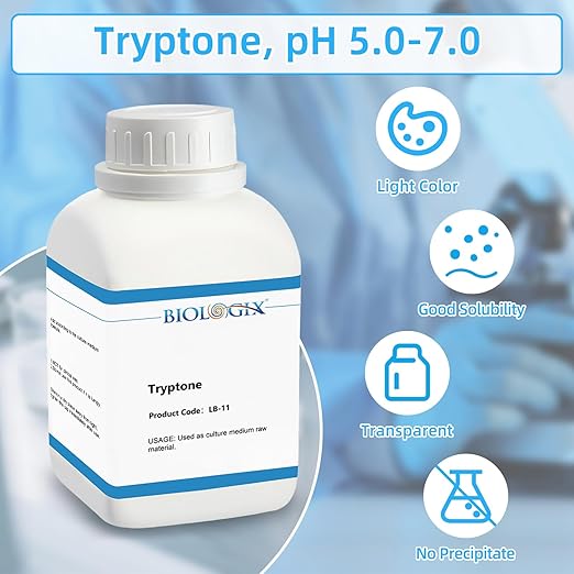 Tryptone Powder, pH 5.0-7.0, FMB Grade, Casein Tryptone for Laboratory Bacterial Culture, 500g/Bottle(1.1 lb.)