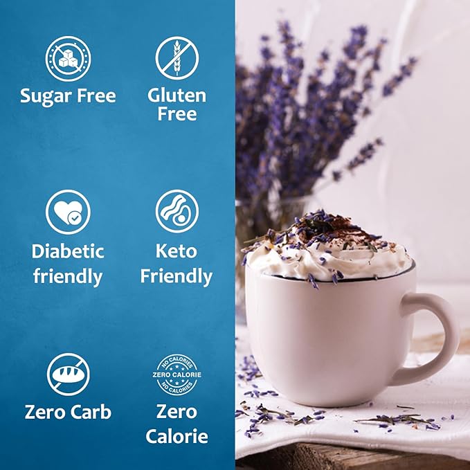 Syruvia Sugar Free Coffee Syrup, Lavender Flavored Syrup for Drinks, Lattes, and Desserts – 25.4 fl oz