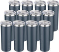 HASLE OUTFITTERS 20 oz Skinny Tumblers Bulk Set, Stainless Steel Insulated Slim Tumblers with Lids, Reusable Double Wall Travel Coffee Mugs, Durable Powder Coated Travel Water Cups(Navy, 12)