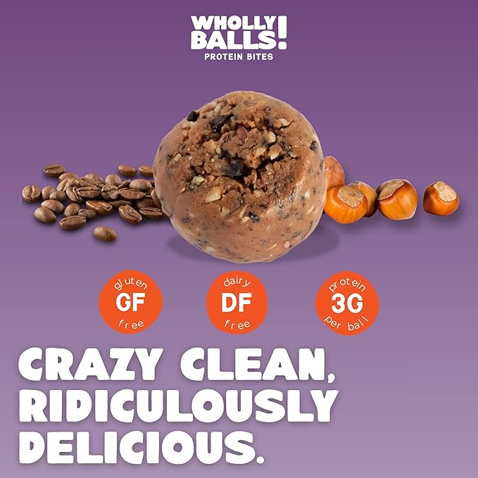 Wholly Balls Protein Bites – Healthy Plant-Based Snack | High Protein, Low Sugar, Gluten-Free Energy Balls (Pack of 3, Loca-Mocha)