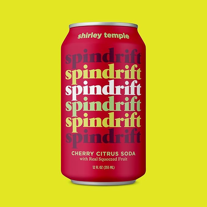 Spindrift "Shirley Temple" Cherry Citrus Soda Made with Real Squeezed Fruit 12 Pack Case