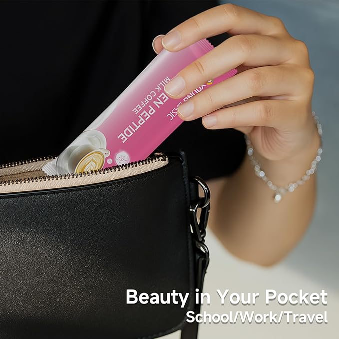 Premium Instant Collagen Peptide Infused Milk Coffee - Rich Creamy Taste, 30-Second Preparation, Aids Collagen Intake