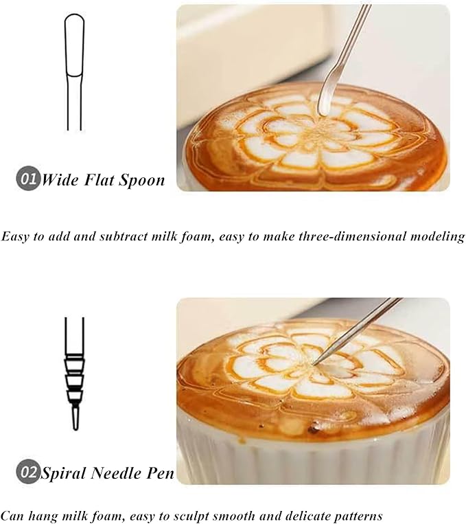 4 PCS Latte Art Pen Cinnamon Pen for Coffee,Barista Espresso Coffee Latte Art Tools Accessories for Coffee Bar Barista Make Creative Coffee Designs Decors,Stainless Steel Silver,LXLVOUEG