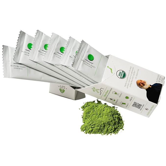 Matcha Green Tea Powder Single Serving Sticks, Dr. Weil's Ceremonial Organic Matcha Powder Singles Packets - Individual Tea Packets (6)