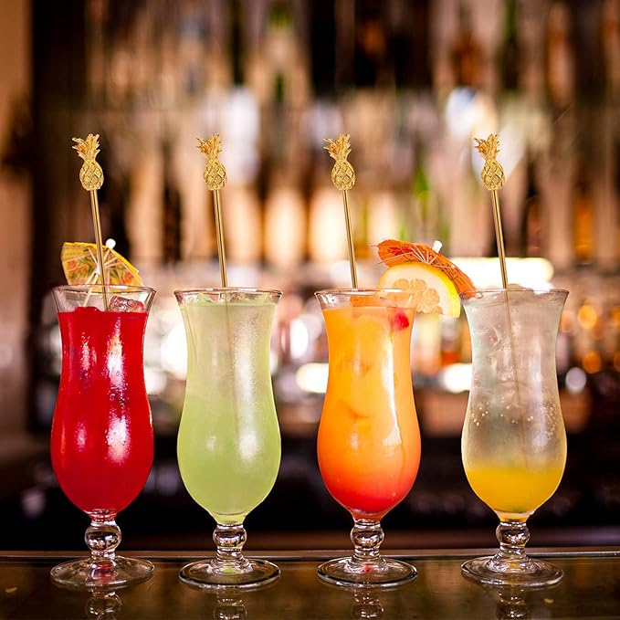 Pineapple Drink Stirrer Sticks Stainless Steel Coffee Beverage Stirrers，Set of 4 Cocktail Swizzle Stick,7.28", Gold