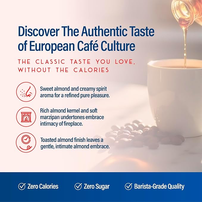 RIO Amaretto Sugar Free Coffee Syrup – Barista-Grade, Smooth & Nutty Flavor for Hot or Iced Drinks, Lattes & Macchiatos, Zero Sugar Beverage Extract – Skinny Syrup 700ml