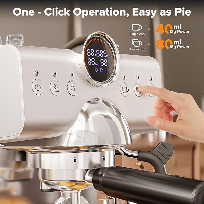 20 Bar Espresso Machine with Cold Brew, Professional Expresso Machines for home, Stainless Steel Espresso Maker with Milk Frother, Auto Sleep Mode, 1.5L Removable Water Tank, for Latte, Cappuccino
