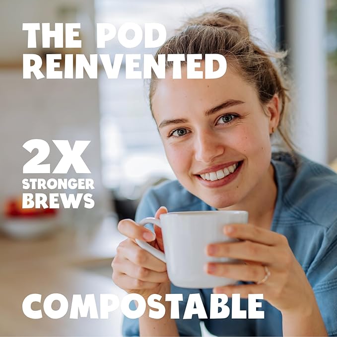 BestCUP Compostable Coffee Pods for Keurig: 8CT Extra Strong Medium Roast Coffee K Cups - Bold Rich With Notes of Chocolate | Compatible With 1.0 Brewers | Plastic-Free | Single-Serve | 16g Arabica