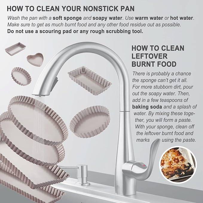 CHEFMADE 9.5-Inch Round Tart Pan with Removable Loose Bottom, Non-Stick Carbon Steel Quiche Pan for Oven Baking (Champagne Gold)