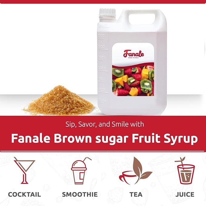 Fanale Premium Flavoring Concentrated Syrup for Bubble Tea 11 lb | Brown Sugar Flavor Syrup | for Boba Tea, Smoothies, Slushes, Desserts | 11lb | Pack of 4 | SRP240-CS