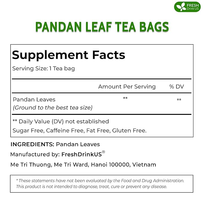 FreshDrinkUS, Premium 45 Mugwort Leaf Tea Bags, 100% Natural and Pure Mugwort Leaves. No Sugar, No Caffeine, No Gluten, Vegan. (45 Tea Bags)