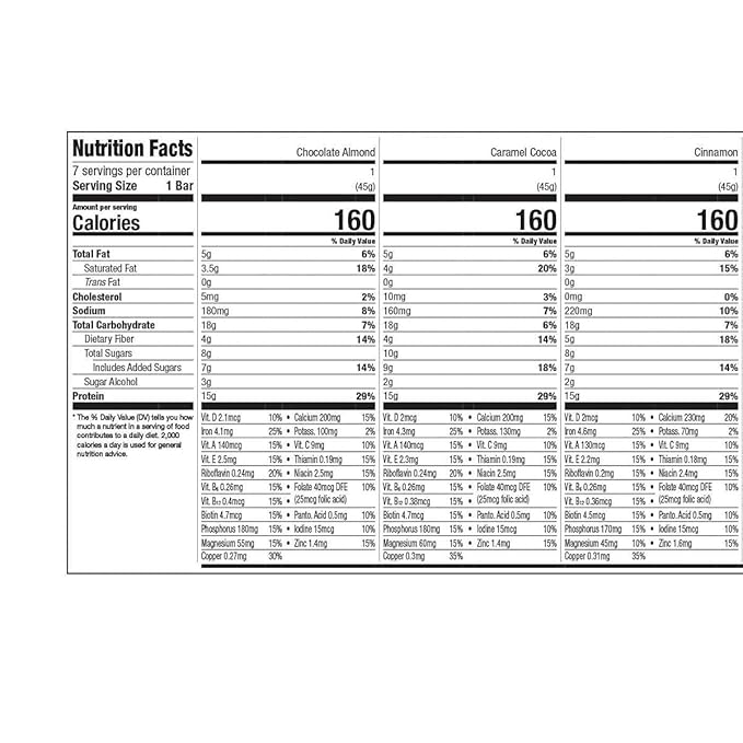 WonderSlim Meal Replacement Protein Bar, Variety Pack, 15g Protein, 20 Vitamins & Minerals (7ct)