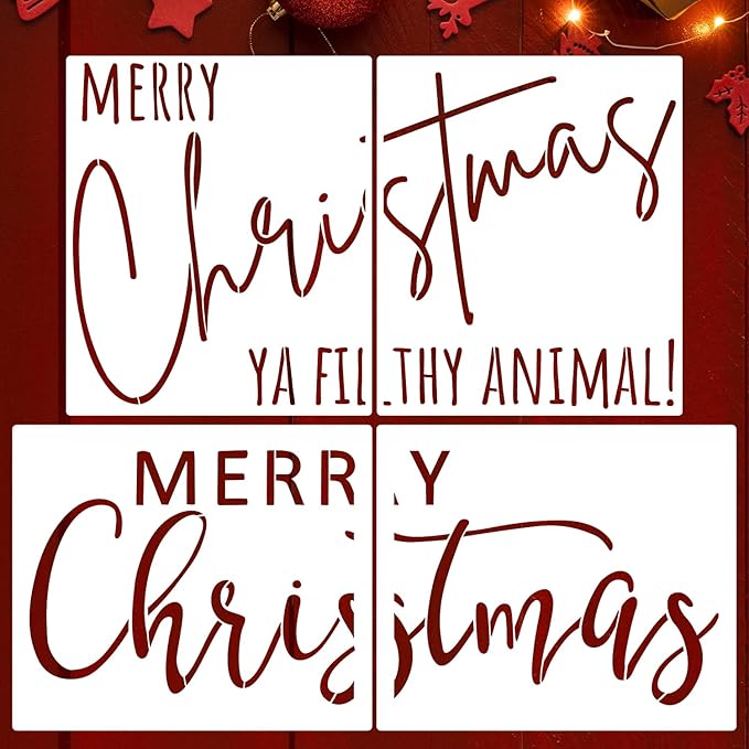 Christmas Stencils for Painting Doormat 27"x16" Large Christmas Stencils for Crafts Reusable Welcome Holiday Drawing Templates for Wood Fabrics Door Mat Window Glass Winter Decor