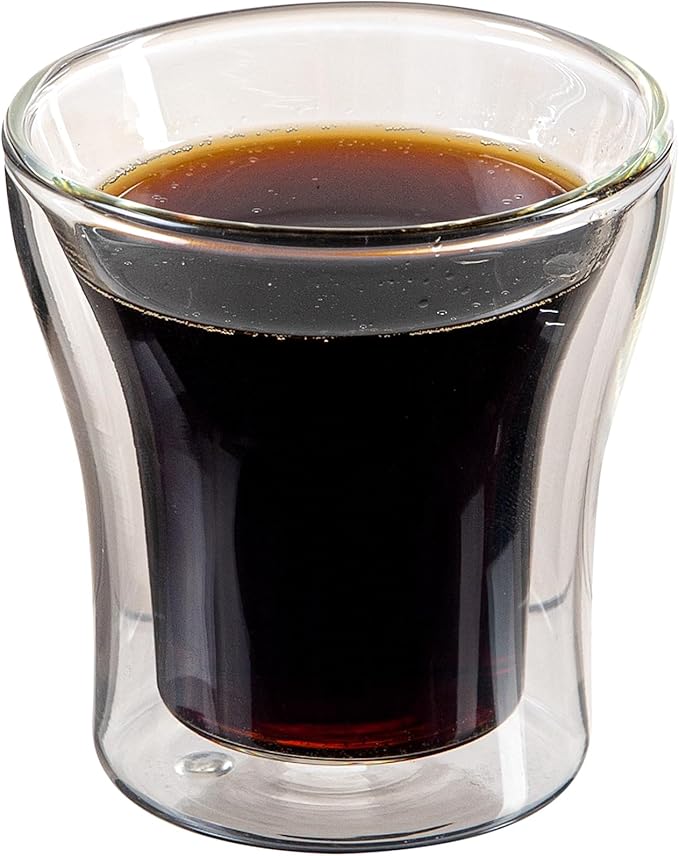 Restaurantware-Forma Professional 3.4 oz Double Wall Shot Glasses, 12 Insulated Espresso Cups - Dishwashable, Reusable, Clear Glass Coffee Cups, Freezable, For Hot Or Cold Beverages