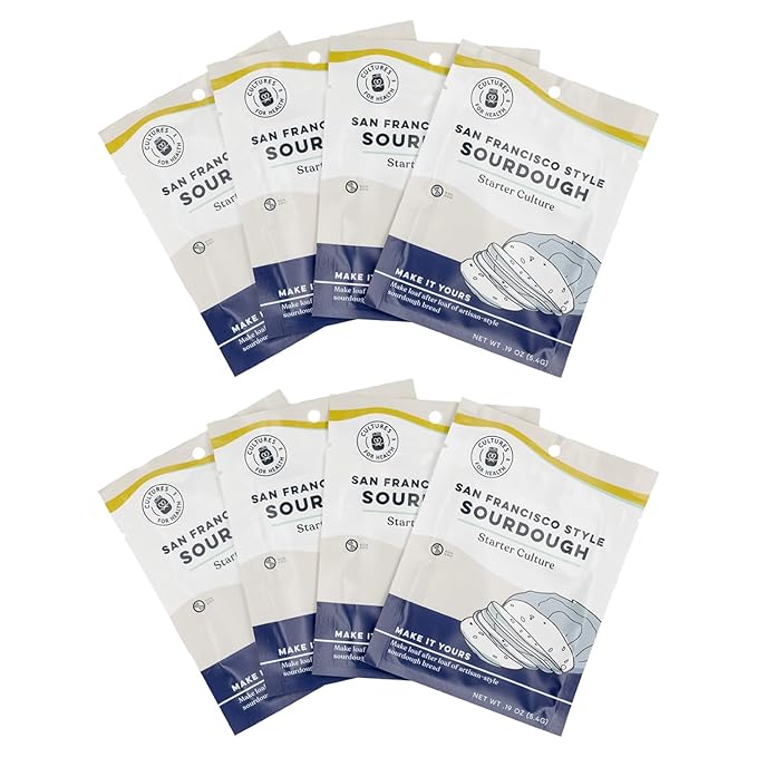 Cultures for Health San Francisco Sourdough Starter, Pack of 8 | Heirloom Style Dehydrated Culture for Baking Sourdough Bread, Pancakes, Biscuits, Pretzels, & More | Non-GMO Prebiotic Artisan Bread