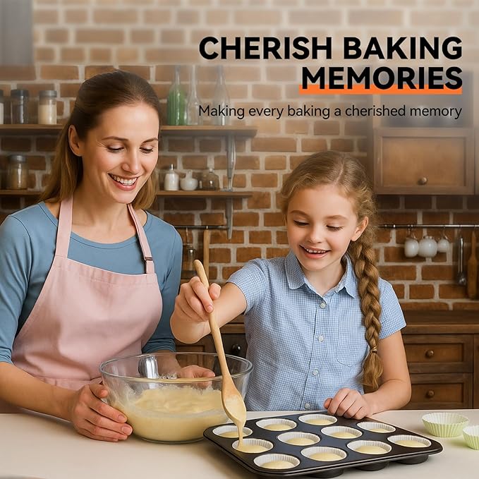Yoehka 2 Pack Muffin Pan for Baking, Nonstick Cupcake Pan Set, Standard 12-Cups Muffin Tin for Baking Cupcakes & Mini Pies, Carbon Steel Baking Supplies